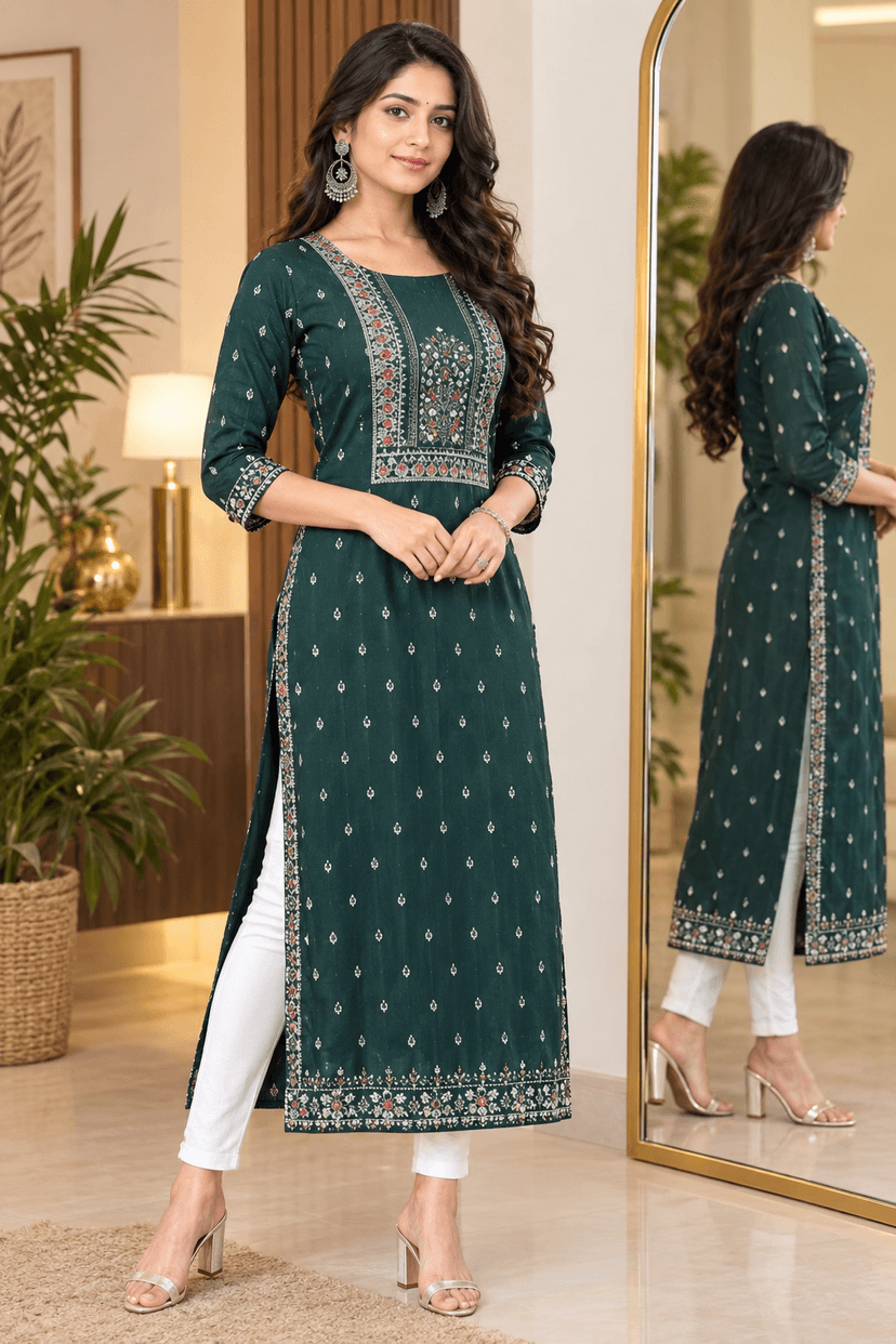 Maroon printed anarkali kurti - Image 3